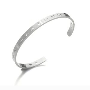 SILVER Plated Roman Numerals Cuff Stackable Bracelet NEW in package